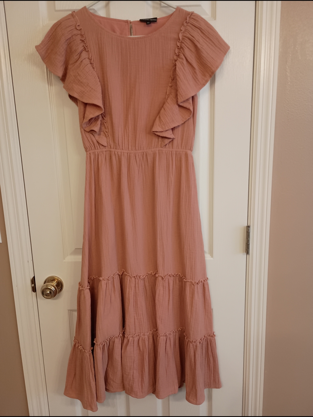 Nursing Queen Breastfeeding Mauve Ruffle Midi Dress